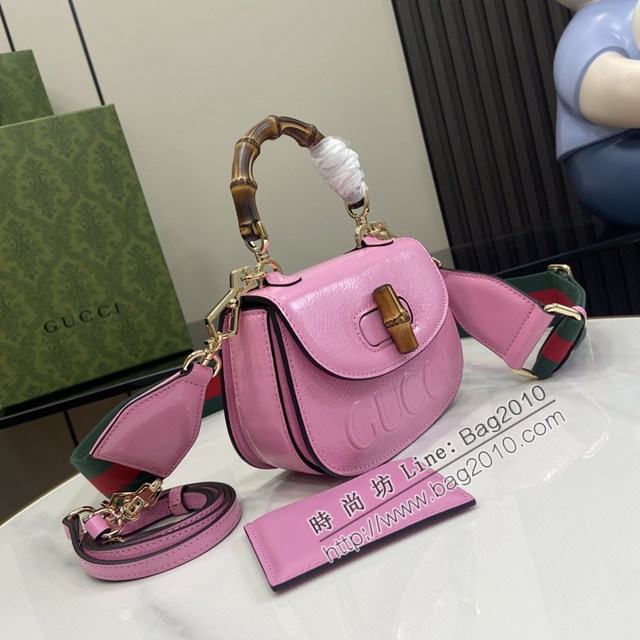 Gucci專櫃古馳最新款Bamboo 1947系列迷你竹節手提包肩背女包 jh2449型號：786482